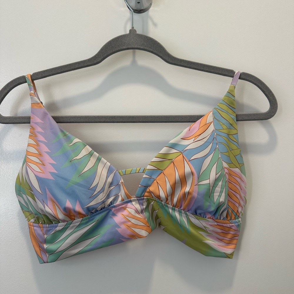 Multi-color tropical leaves swimsuit top
